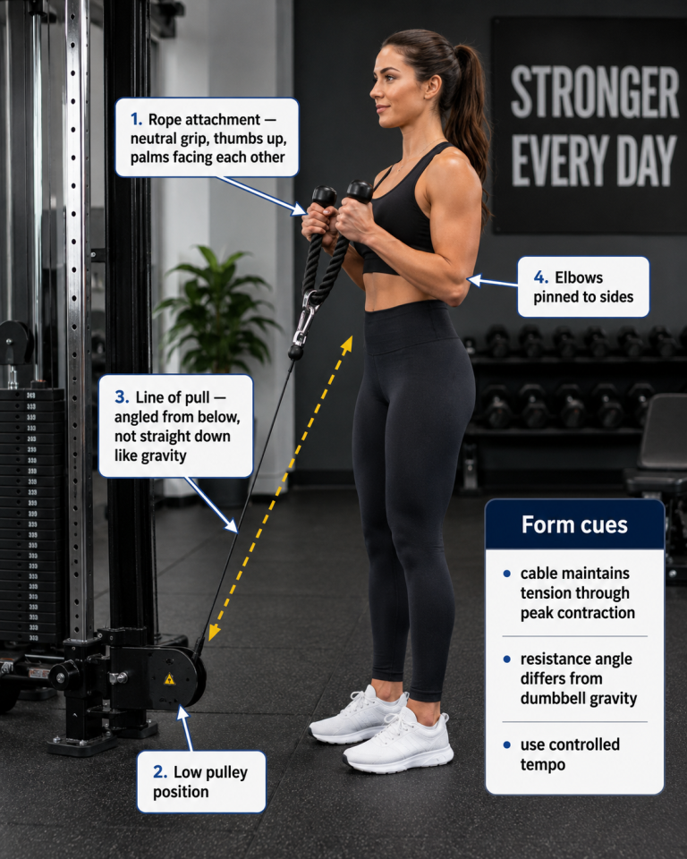 hammer curls rope cable setup