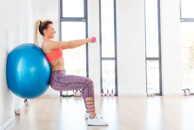 swiss ball wall squat
